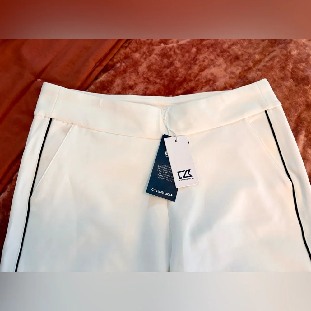 Cutter & Buck Golf Shorts Womens SZ S/P White Black Piping UPF 50+ - Picture 3 of 6